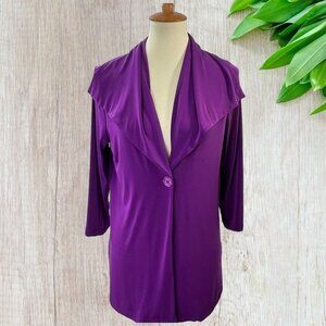 CSC Studio Womens Jacket Sweater Size M Shawl Collar 3/4 Sleeves Purple